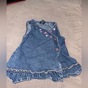 OshKosh B'gosh Blue Denim Dress with Pink Floral Accents